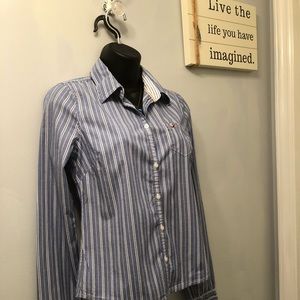 Hollister Blue Stripe Long Sleeved Shirt